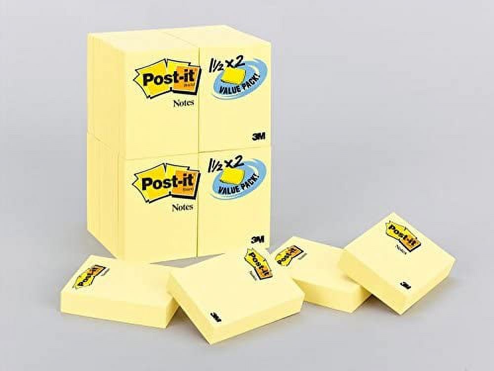 Post-it Mini Notes, 1.5x2 in, 24 Pads, America's #1 Favorite Sticky Notes,  Canary Yellow, Clean Removal, Recyclable (653-24VAD-B) 